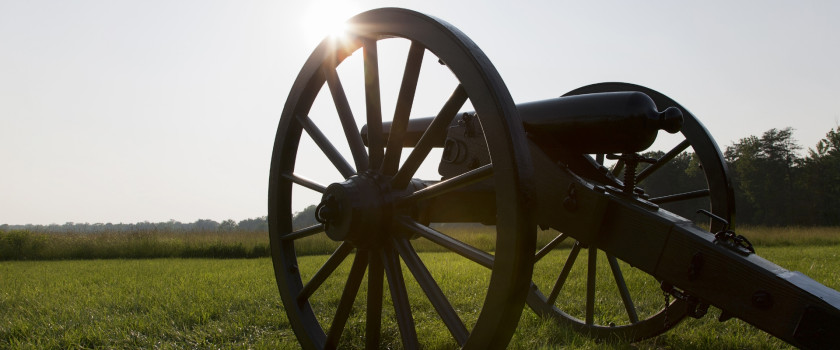 A battle cannon on a historic battlefield in Fredericksburg, VA.
